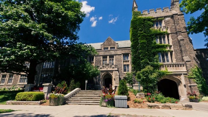 outdoor image of university hall on a sunny day